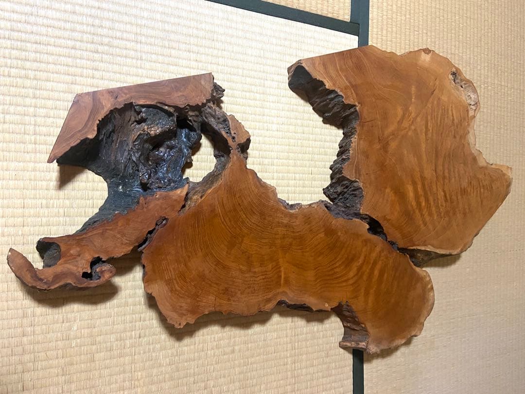 極希少・時代物天然欅けやき一枚板 瘤杢・自然穴｜古材銘木 縦 104× 横