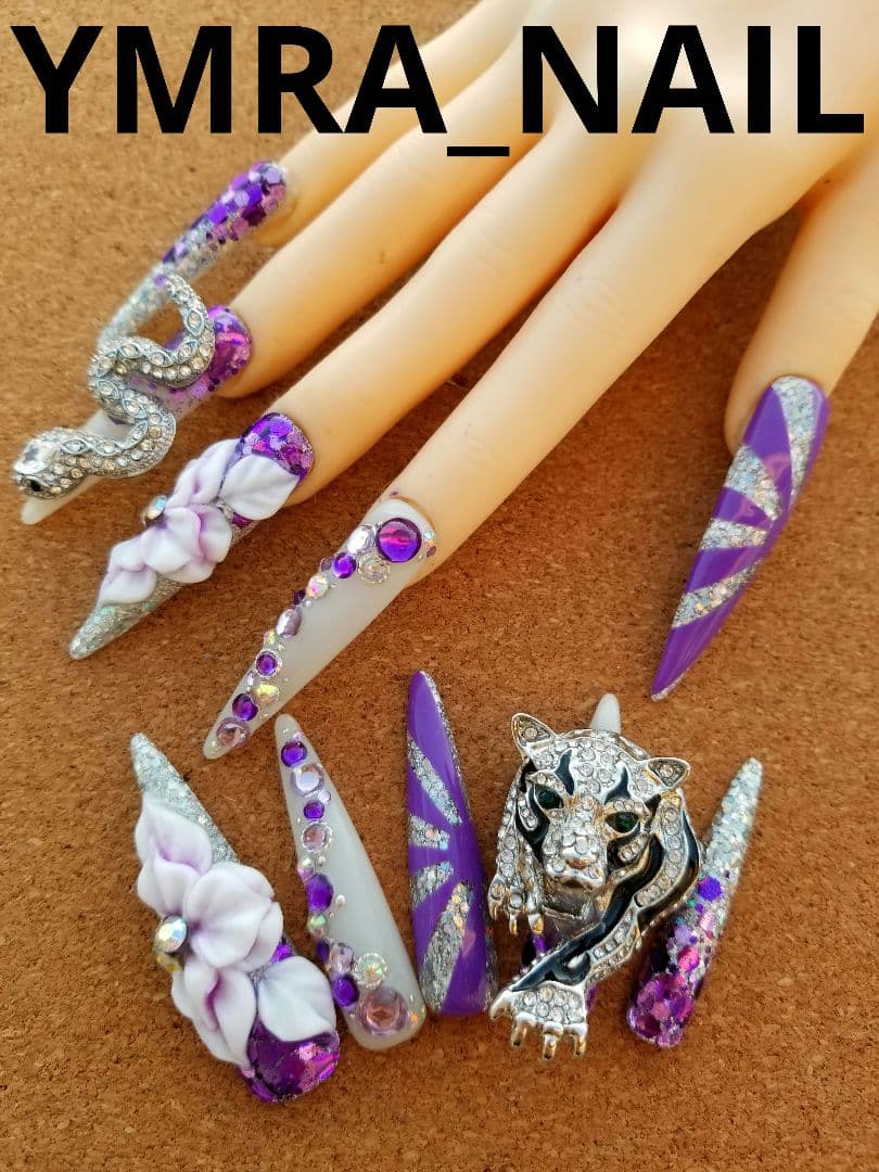 超鬼ロングネイル ギャルネイルチップ No.165 成人式ネイル - メルカリ