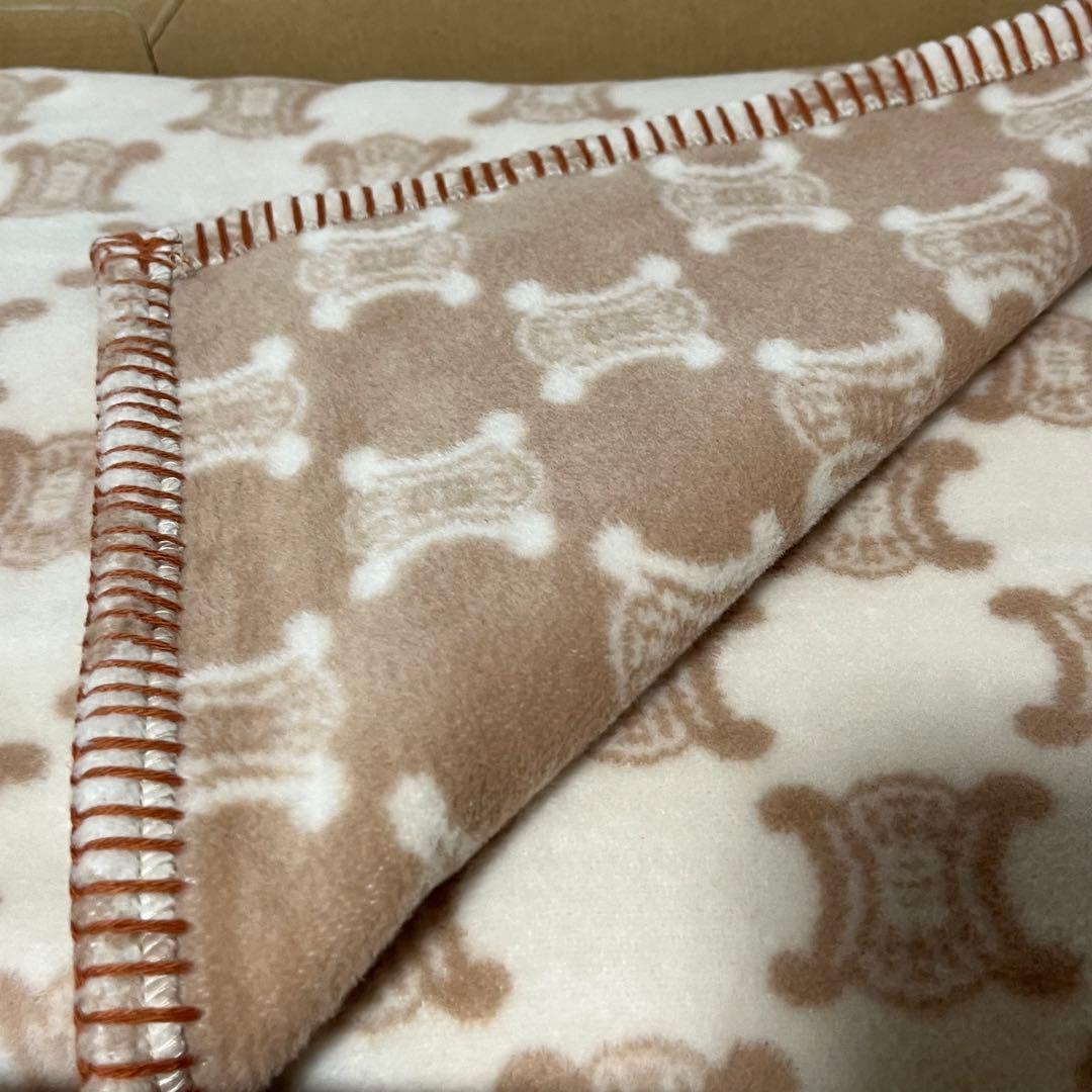 希少美品タグ付き CELINE セリーヌ 綿毛布 マカダム総柄 ブラウン