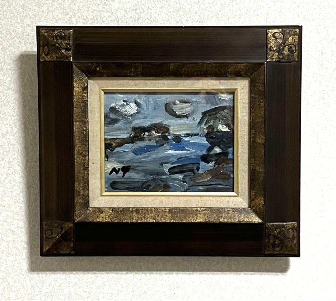 【自作】油彩画 「海岸風景」　F0号 楽天市場】絵画 油絵 雨晴海岸（小川久雄） 送料無料 【海・山】【肉筆