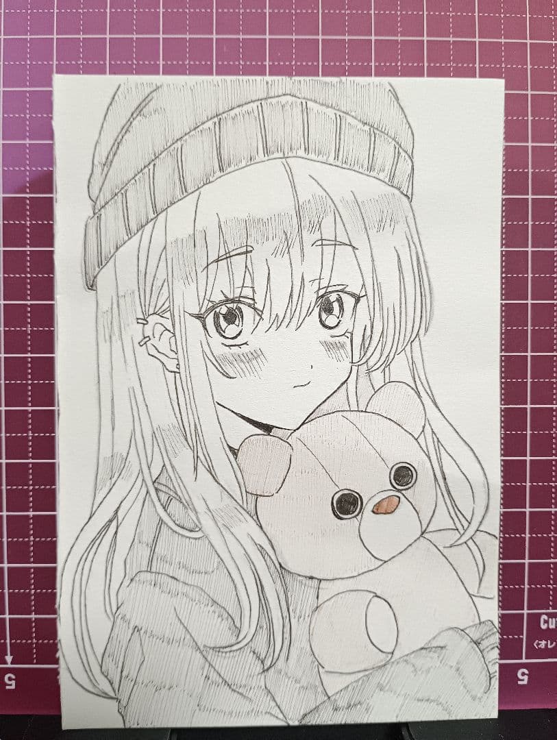 手描きイラスト 女の子 ペン画 オリジナル アナログ - メルカリ