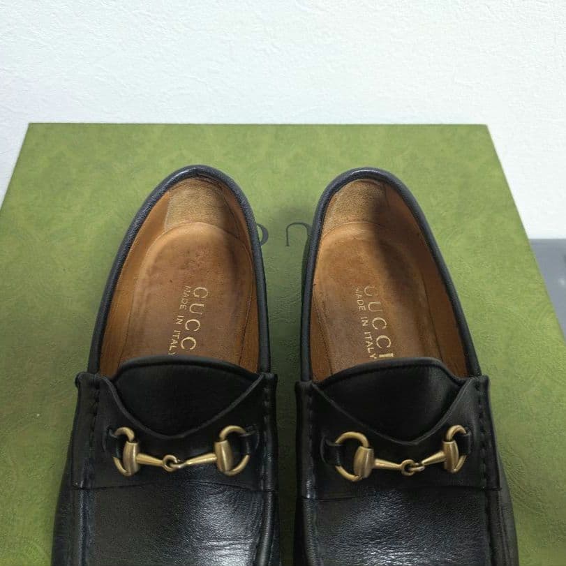 グラP様GUCCI ヴィンテージ ホースビットローファー ラグソール 黒 35C