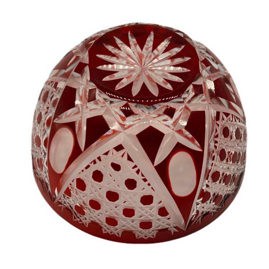 木村泰典 江戸切子 籠目紋 ボンボニエール 伝統工芸士 -436-