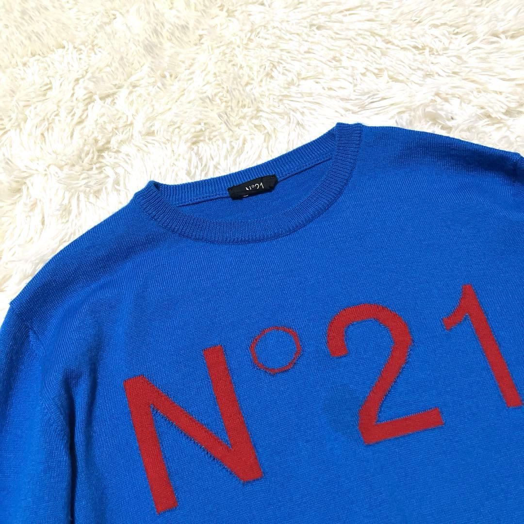 N°21 ヌメロヴェントゥーノ ニット ロゴセーター クルーネック リンガー
