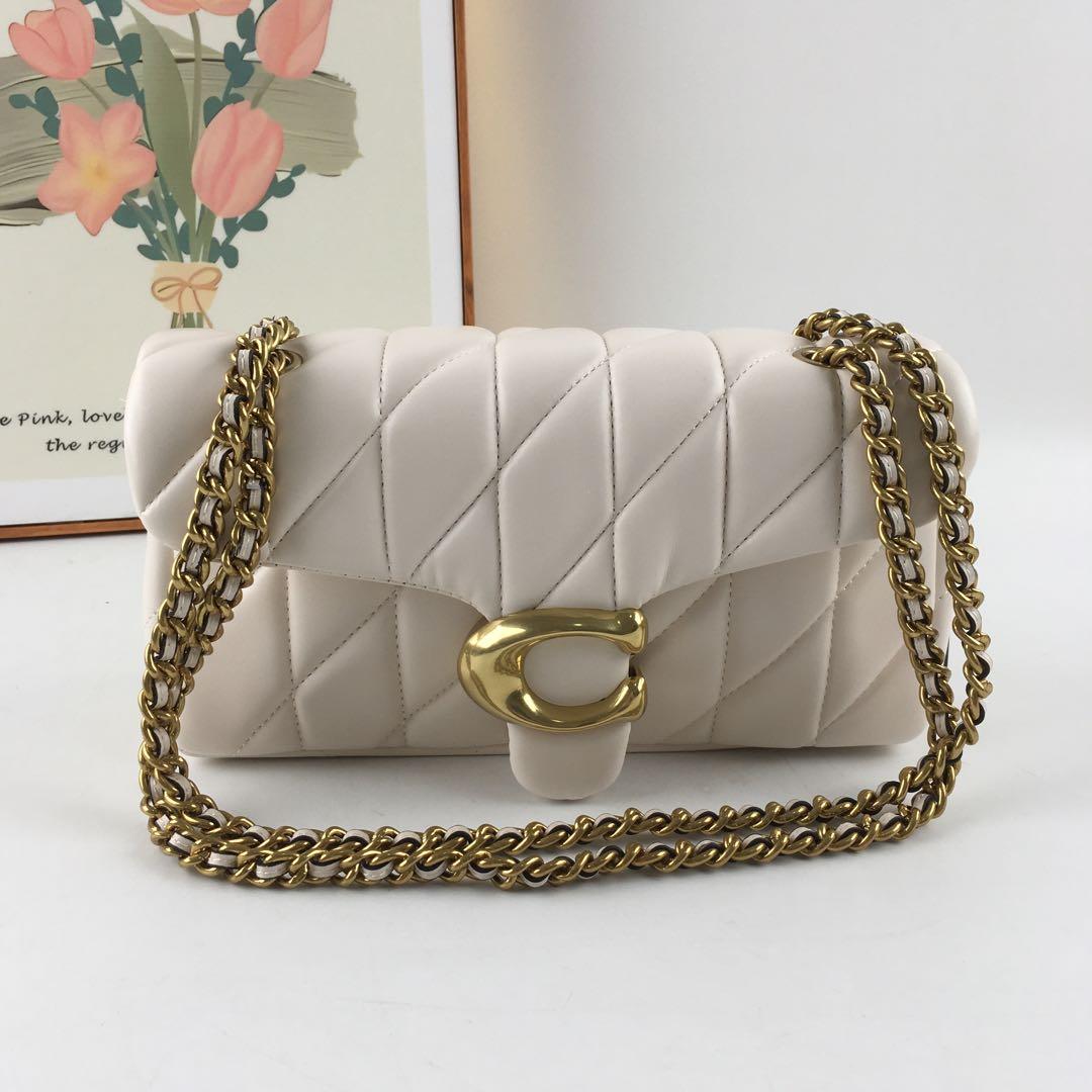 coach コーチ タビー ショルダー バッグ 26・キルティング ブラック 白