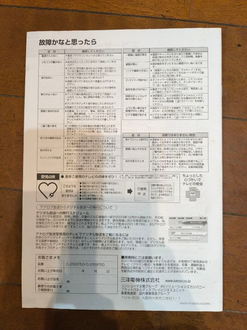 25インチブラウン管テレビ SANYO カラーテレビ C-25SF50 - メルカリ
