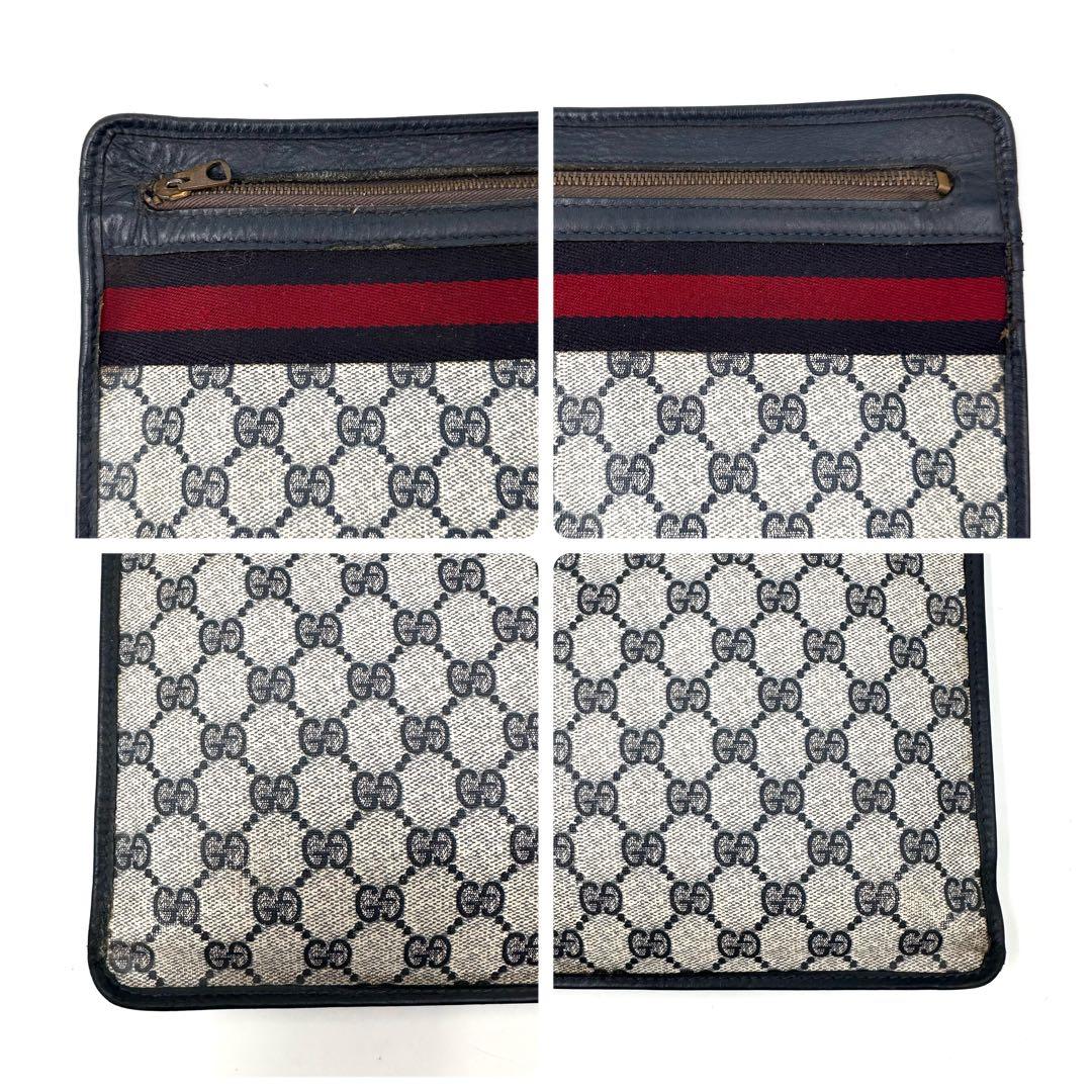 グッチ クラッチバッグ ビジネス A4可 シェリーライン GGスプリーム 紺