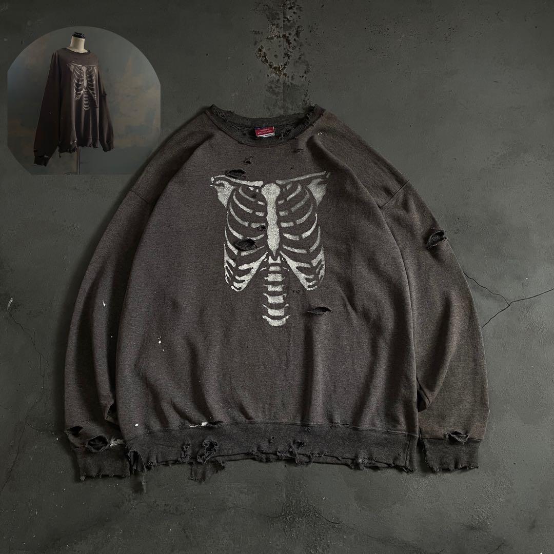 90s born paint“ grange”グレー”XL“boro sweat Alpaca Boxy Jumper - Dark Ash Grey – ARCHIVES OF ZOBO