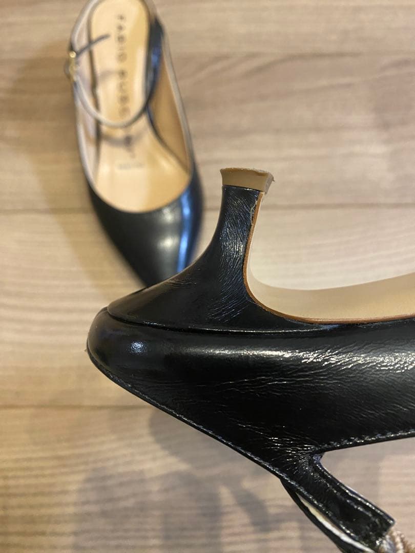 FABIO RUSCONI ブラックフラットシューズ 36 販売 中