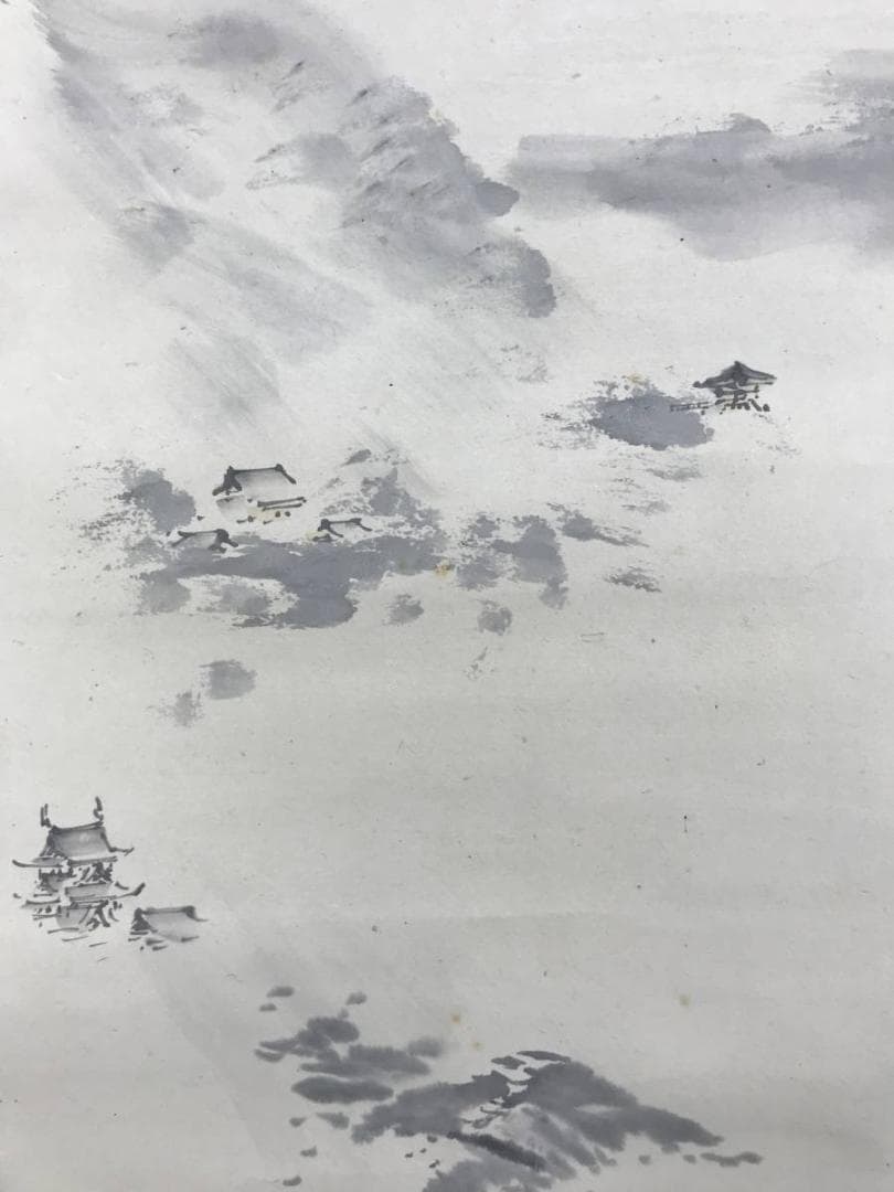 真作/朝見香城/山水図/城図/掛軸/名家伝来/AE-18 絵画