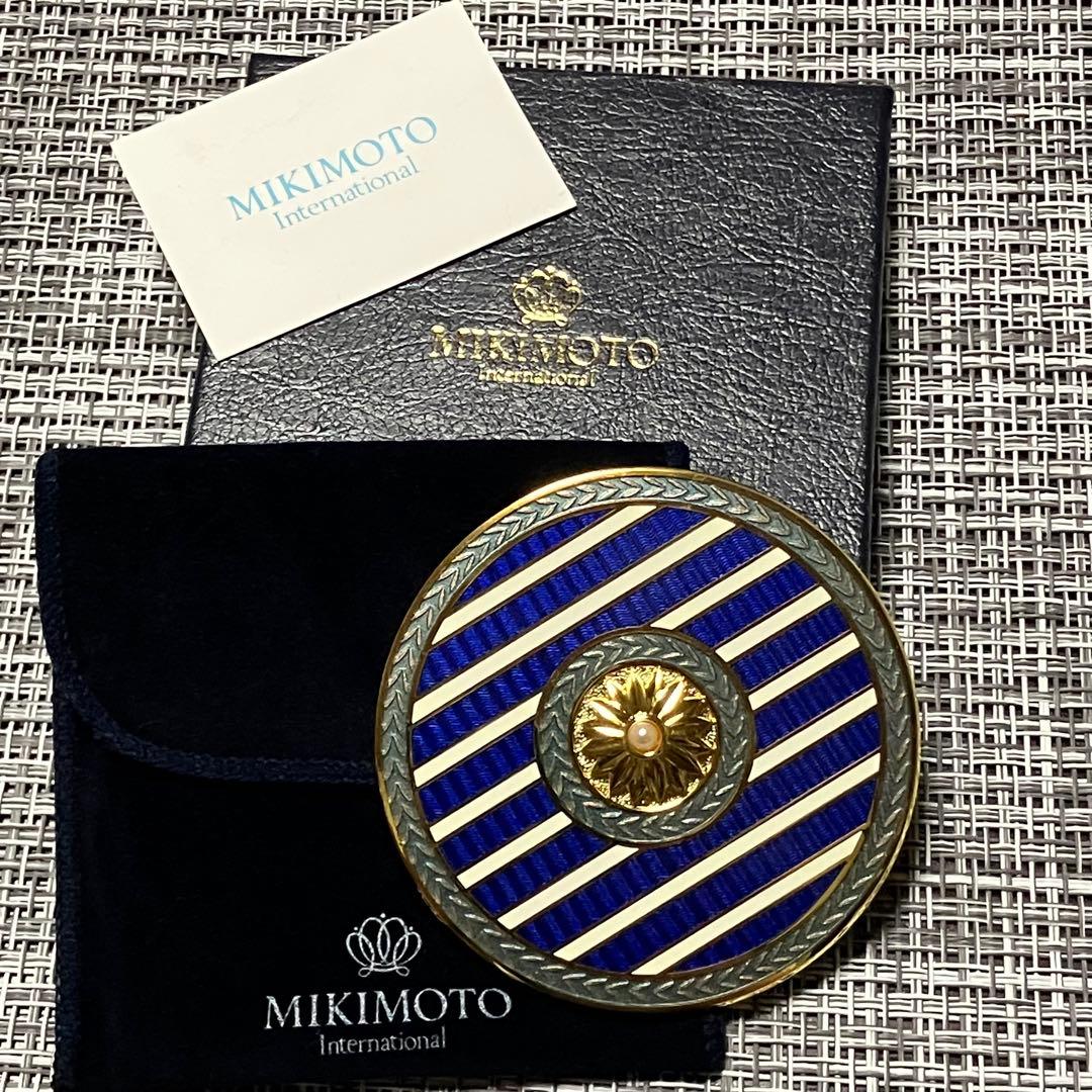 美品 ミキモト MIKIMOTO 真珠 円形 鏡 ミラー dg2365_1.jpg