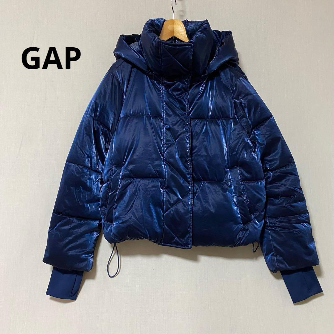 GAP ギャップ プリマロフトダウン ダウンジャケット ネイビー 光沢 S