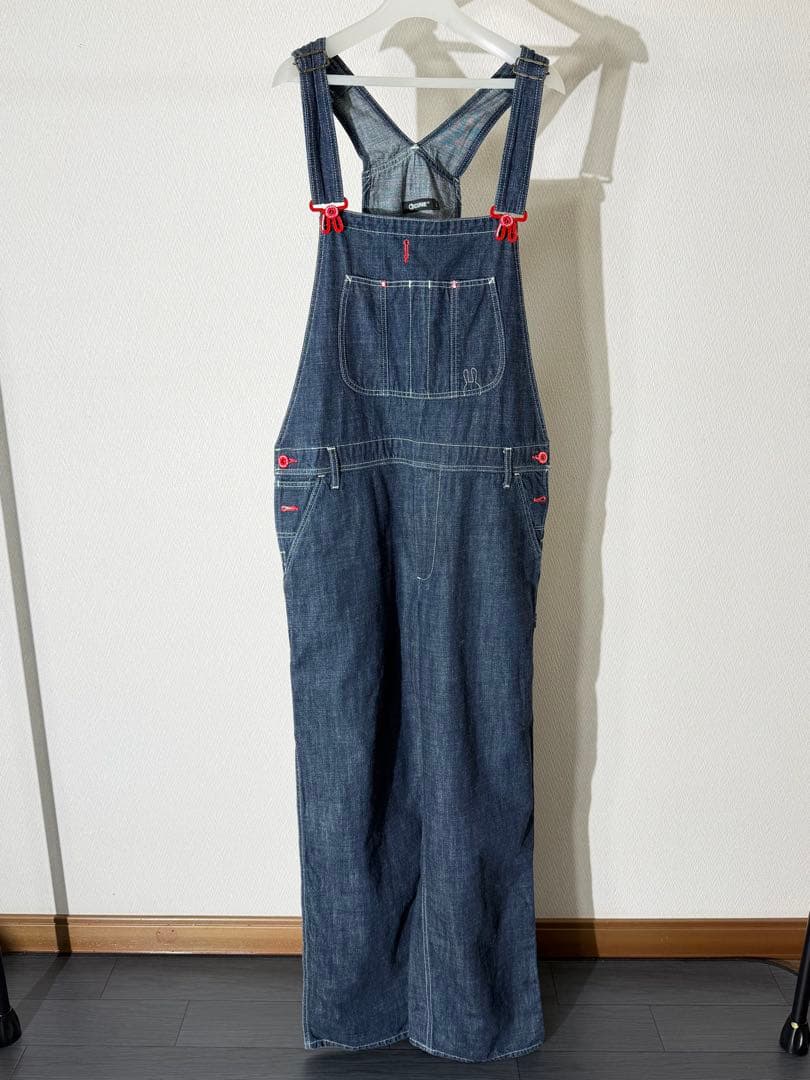 CUNE キューン うさぎプリント デニムオーバーオール サロペット CUNE RELAX WORK WEAR＞ オーバーオール 加工｜ウサギがいる｜CUNE