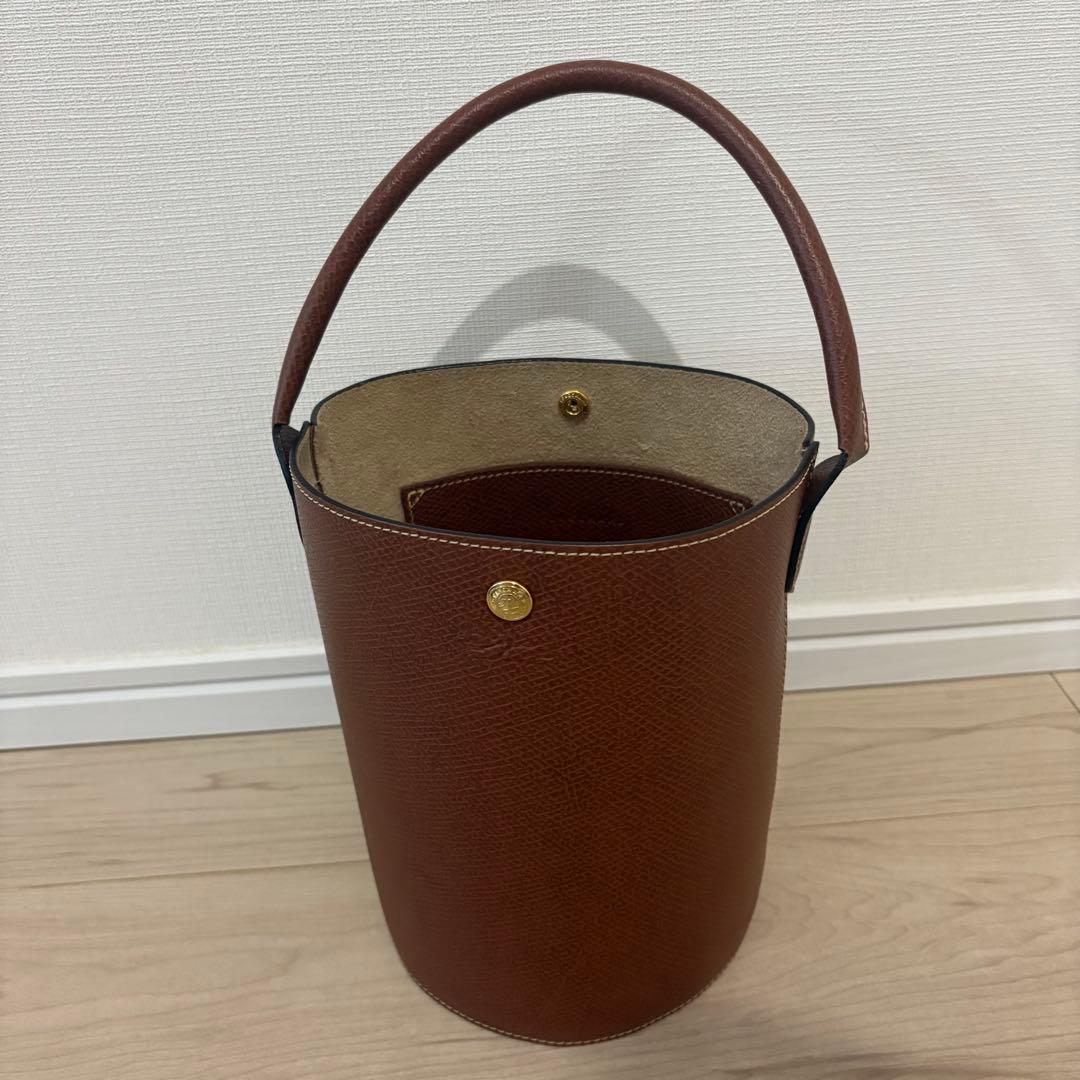 LONGCHAMP ZSTLT NSYM03 ブラウンハンドバッグ ロンシャン3D S トップハンドルバッグ ナチュラル - レザー