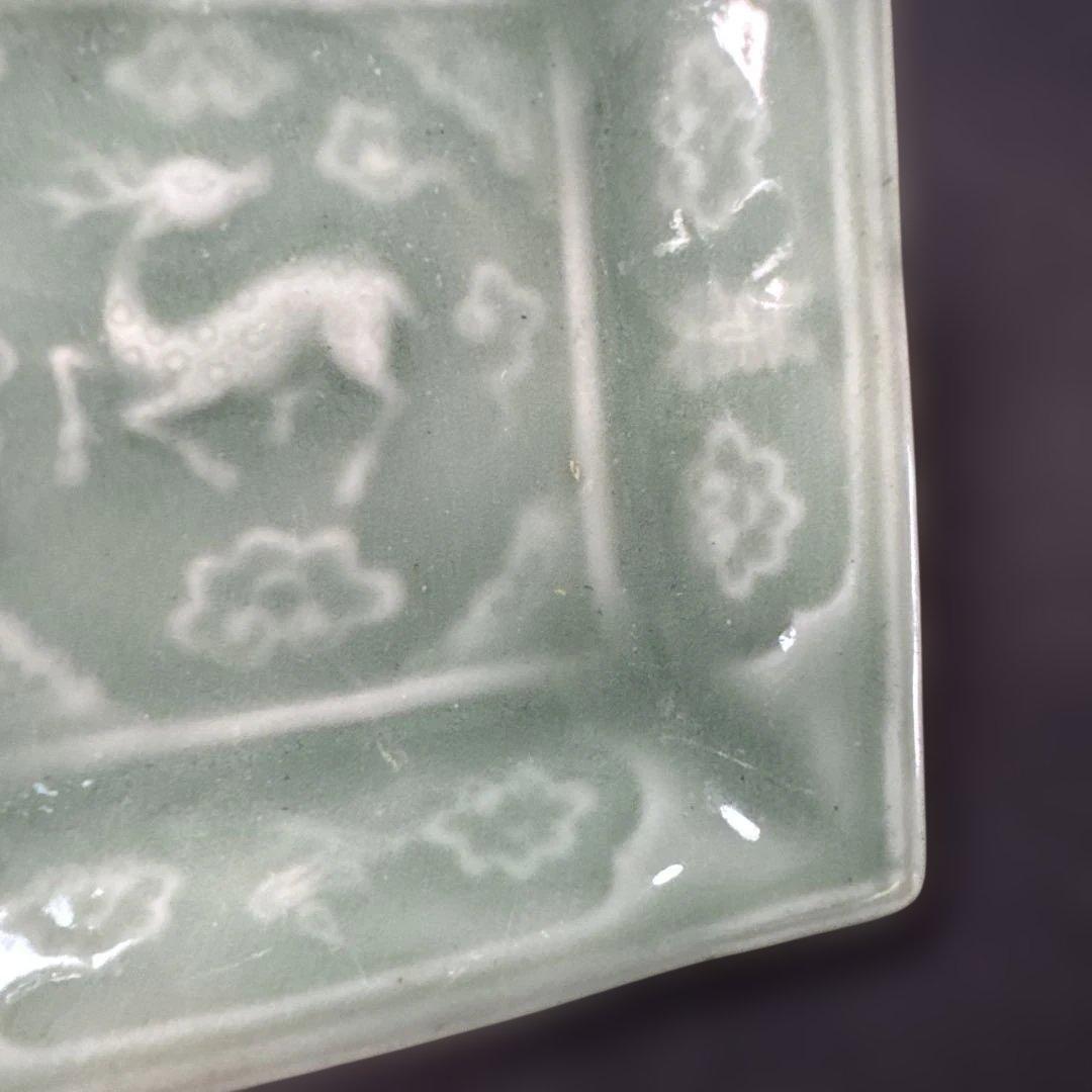 G26 送料無料 三田青磁 鹿の図 角皿 2枚 古美術 和骨董 - メルカリ