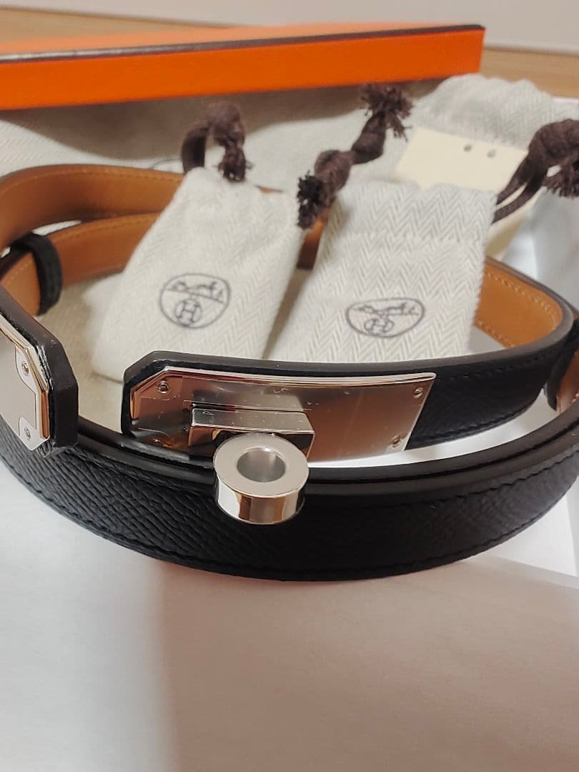 ynm様専用 新品未使用 エルメス ケリー ベルト18 黒 シルバー金具 刻印