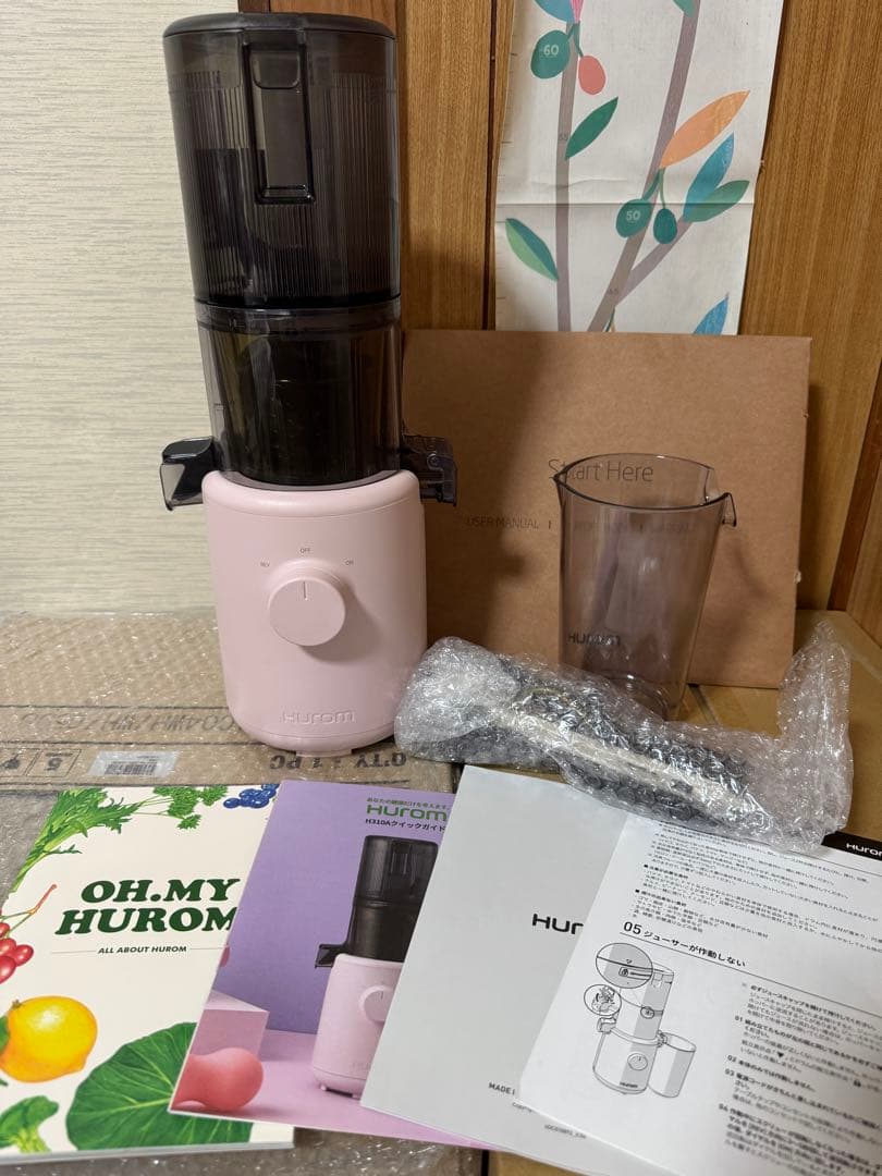 HUROM ヒューロム ミキサー スロージューサ H310A ピンク新品同様 HUROM（ヒューロム） スロージューサー H310A 低速 スリム 小型