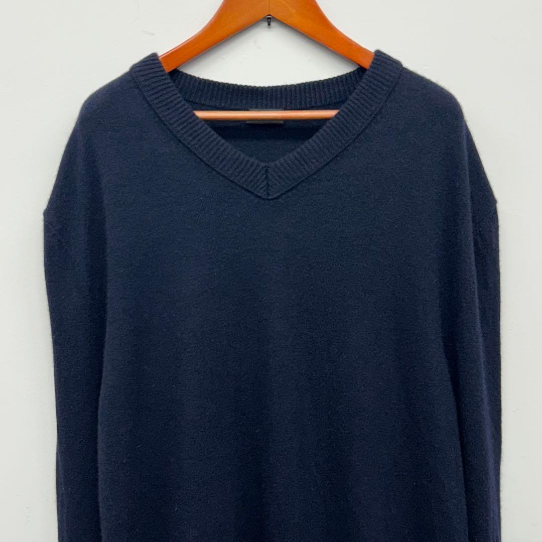 JIL SANDER イタリア製 ウールカシミヤ Vネックニット 50 紺色 - メルカリ