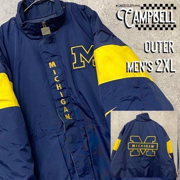激レア2XL☆EU輸入90s】ナイキ ミシガン大学 両面刺繍ナイロン