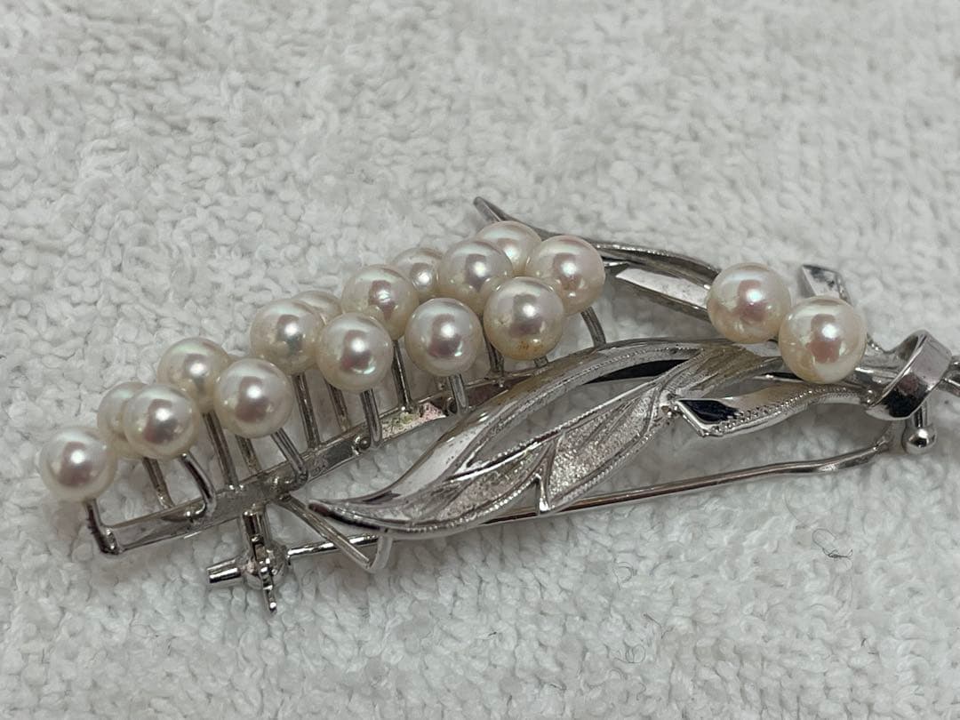 【美品】本真珠 伊勢志摩 アコヤ パールブローチ 18P 4.5mm〜6.0mm