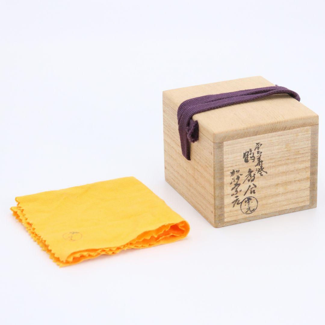 山崎宗元造 雲華焼 鶴香合 共箱共布 茶道具 N96 1F28