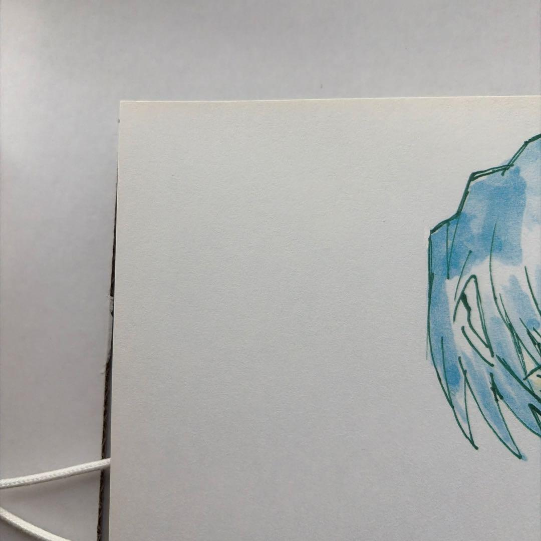 林原めぐみ直筆サイン色紙 エヴァンゲリオン綾波レイイラスト(額縁付き