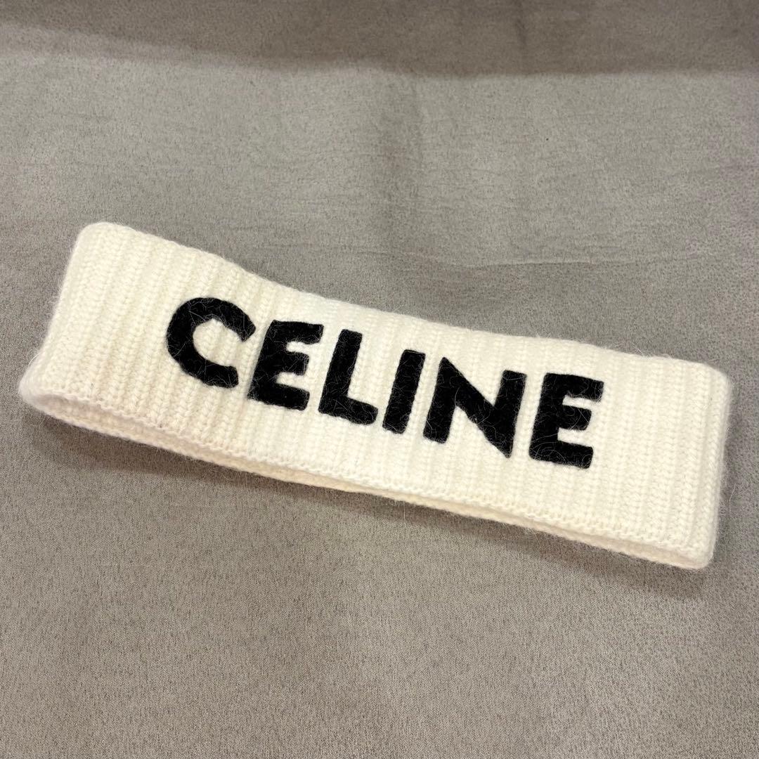 CELINE セリーヌ アンゴラ ロゴ ヘアバンド スキズ CELINE セリーヌ