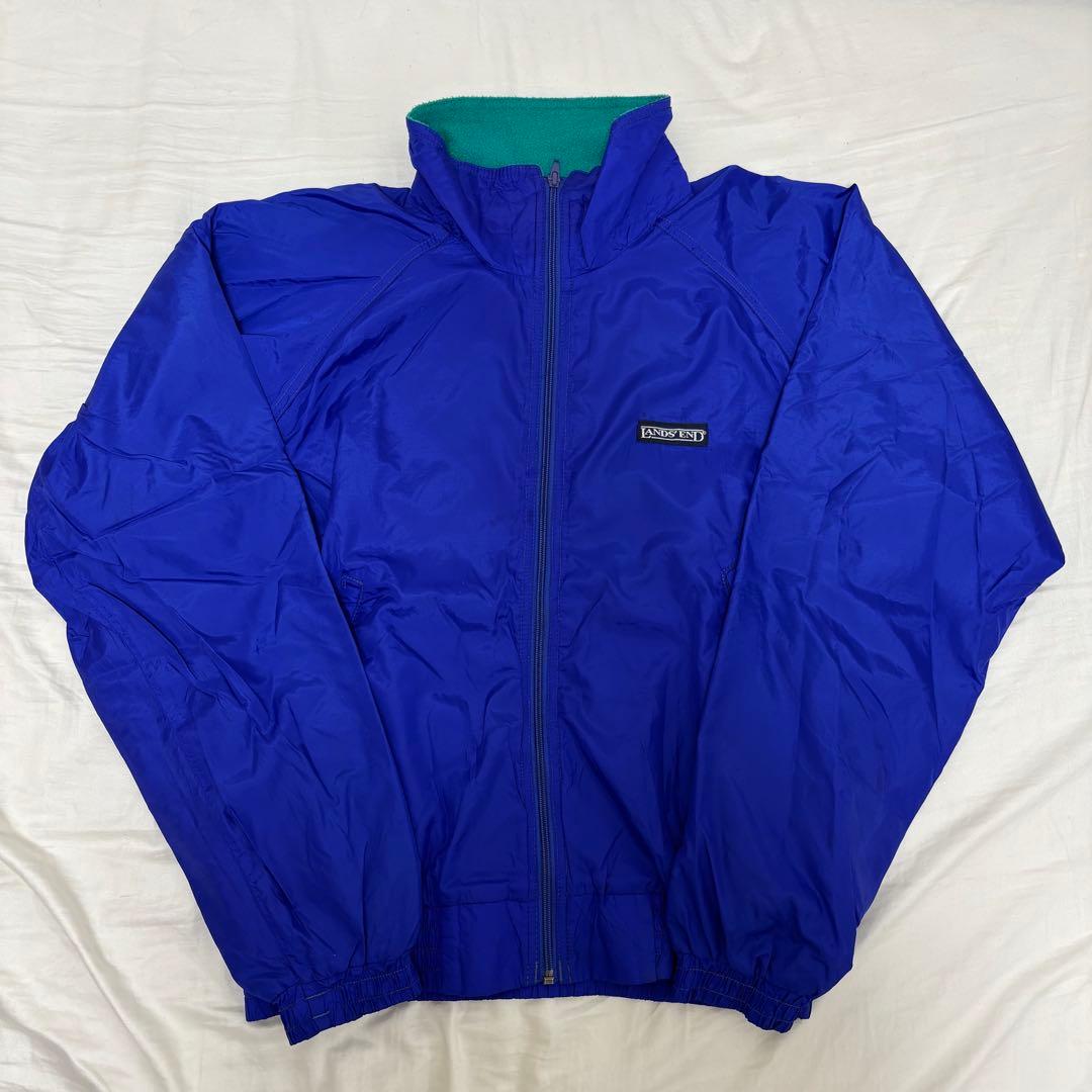 80s～90s Lands' End ナイロンジャケットシェルドシンチラ ブルー