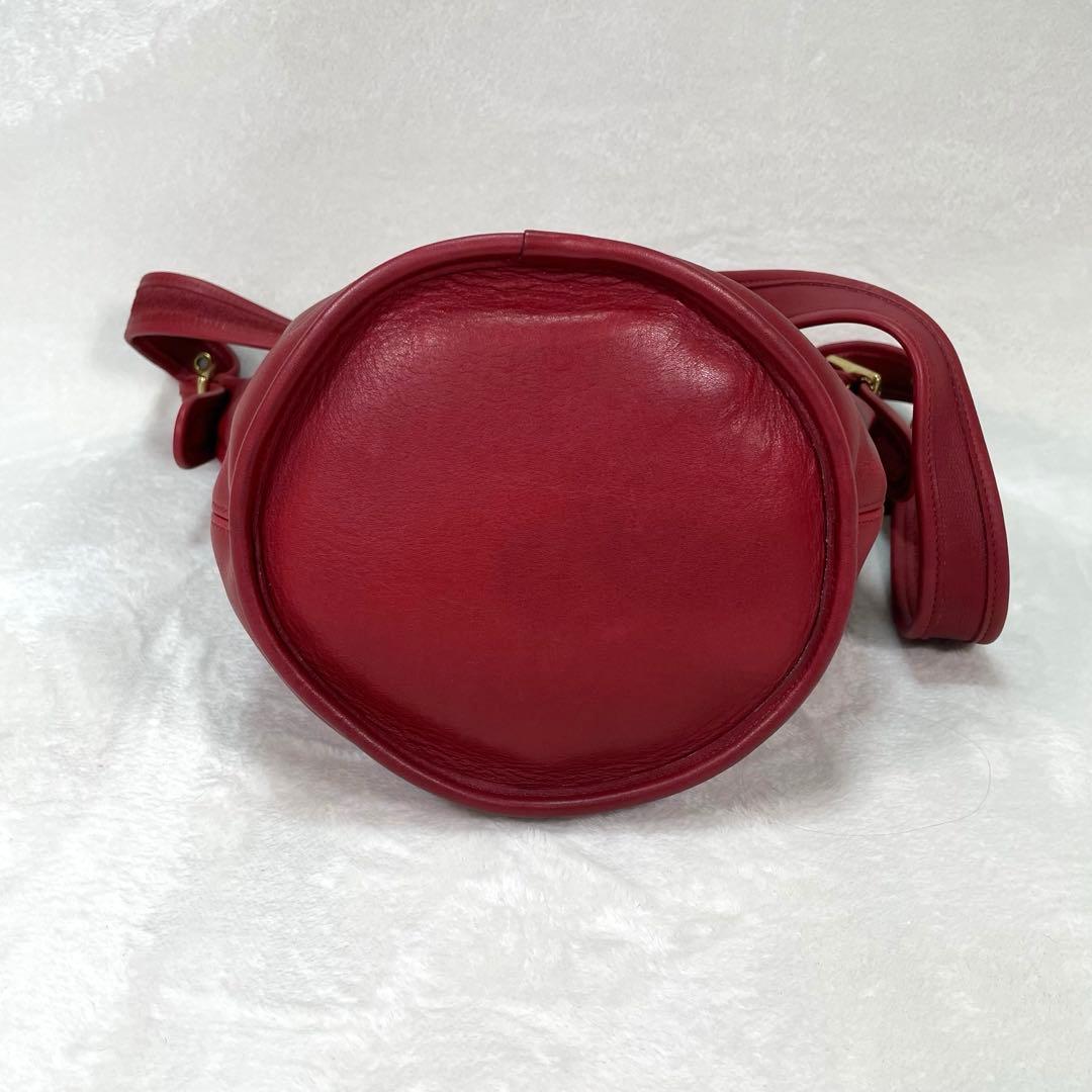 希少✨ コーチ ショルダーバッグ バケツ型 レザー 赤 9953 オールド