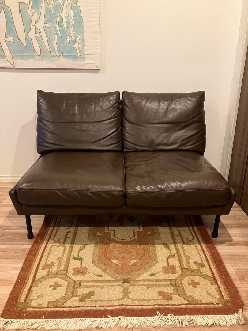 極美品 カッシーナ ボックススモールソファ ファブリック ネイビー