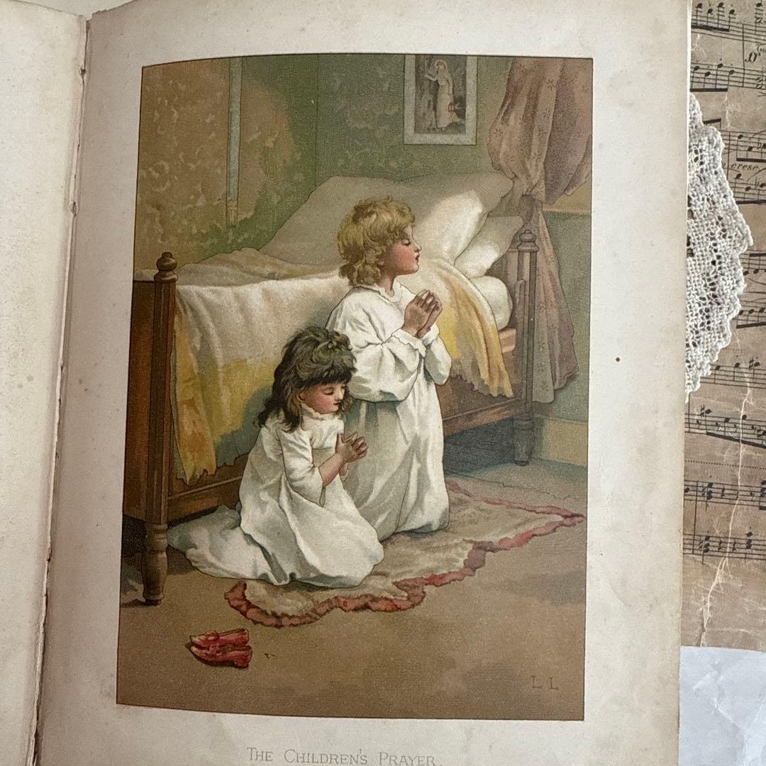 稀少1886年 美しいアンティーク絵本ヴィクトリアン洋書ジャンク
