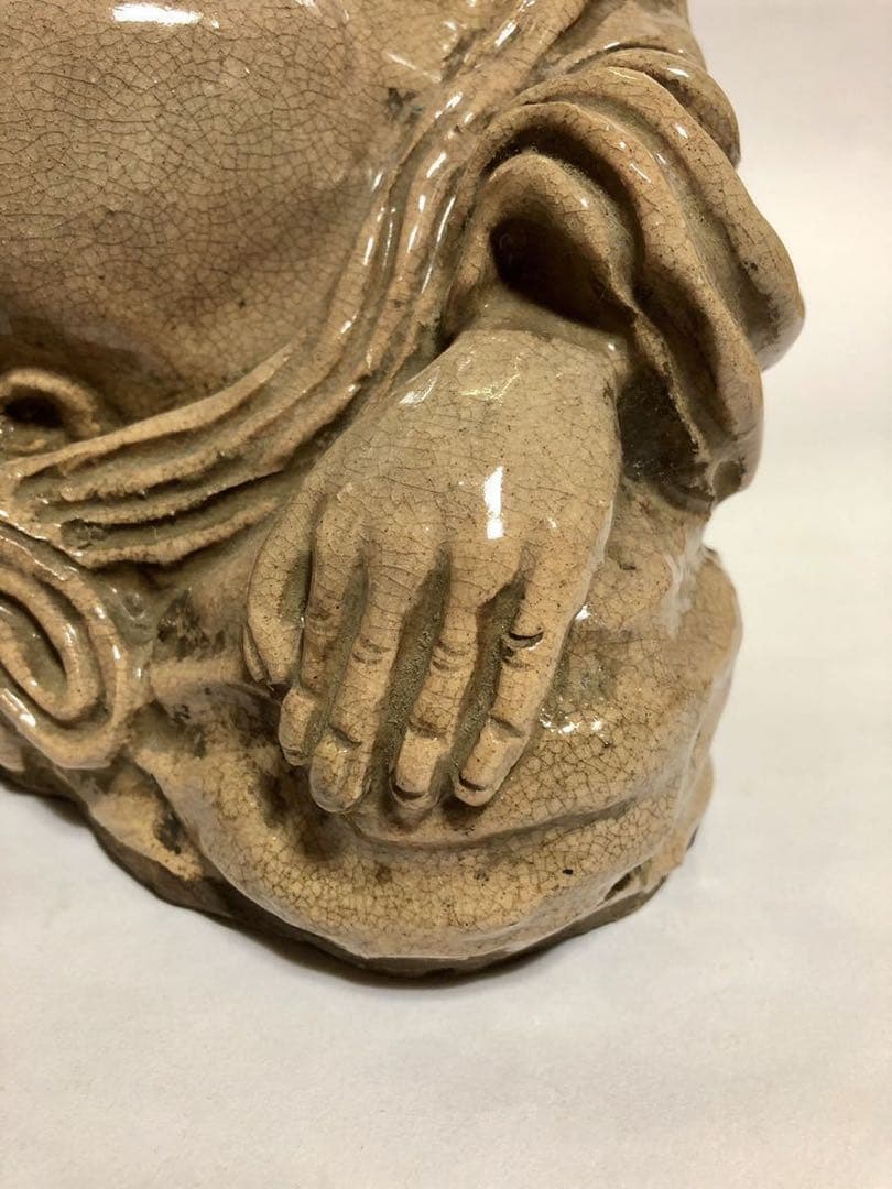 布袋座像 萩焼 天保年代 江戸 十代三輪休雪 箱書 古萩 - メルカリ