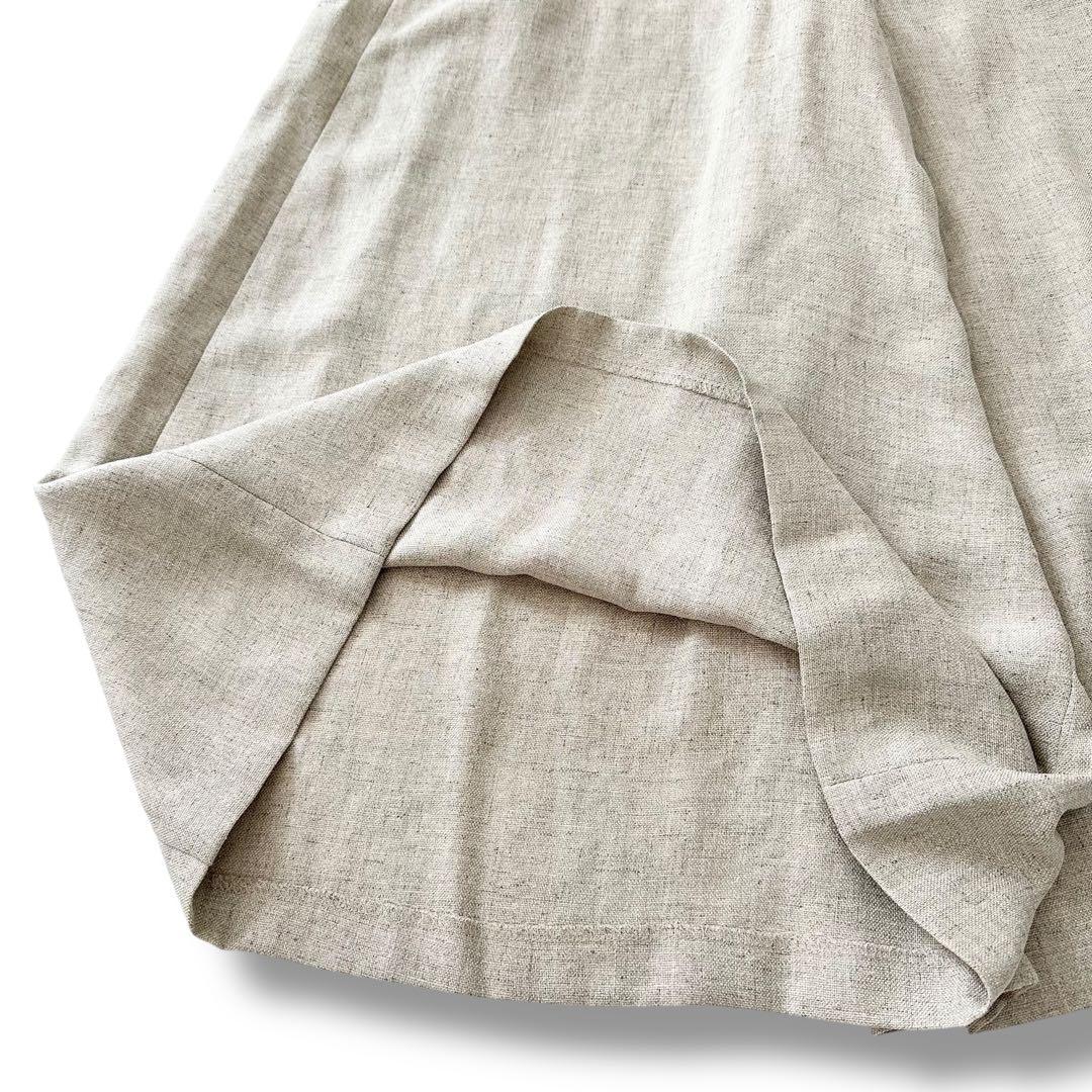 新品 ビアズリー 麻調合繊 前後パンツ 2way ガウチョ ベージュ