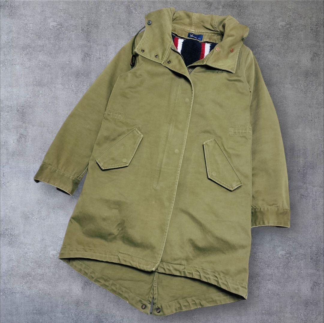 フレッドペリー モッズコート ライナー ストライプ 刺繍 カーキ 10 L FRED PERRY（フレッドペリー） モッズコート M-51 FRED PERRY