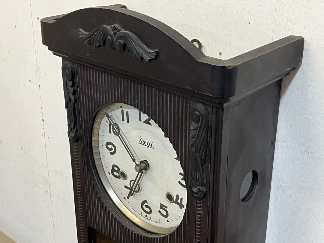 希少」昭和レトロ Meijiゼンマイ時計 オキュパイドジャパン 掛時計 古時計