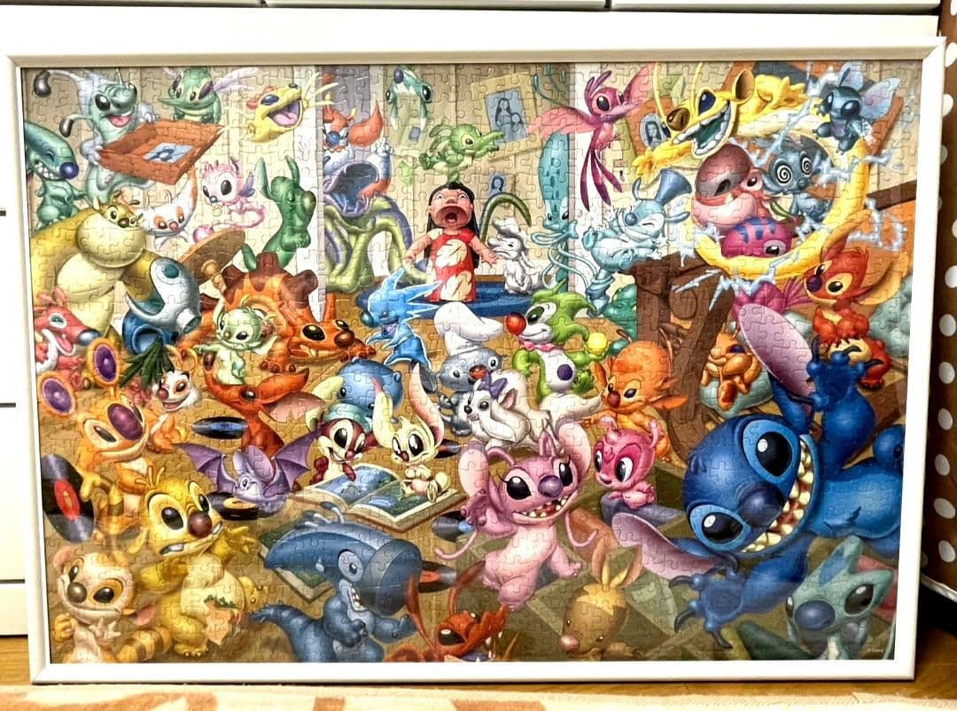 Disney スティッチ ジグソーパズル 1000ピース 完成品フレーム付2枚