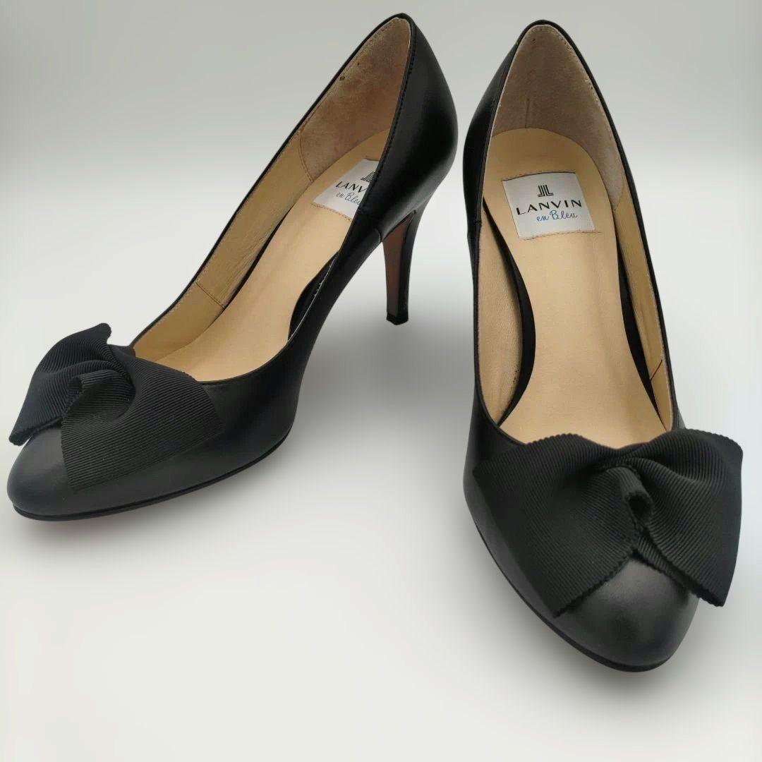 LANVIN en Bleu パンプス ブラック レザー ハイヒール 日本製 - メルカリ