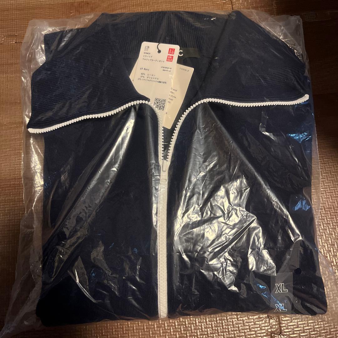 ユニクロC ミラノリブフルジップカーディガンXL ネイビー - メルカリ