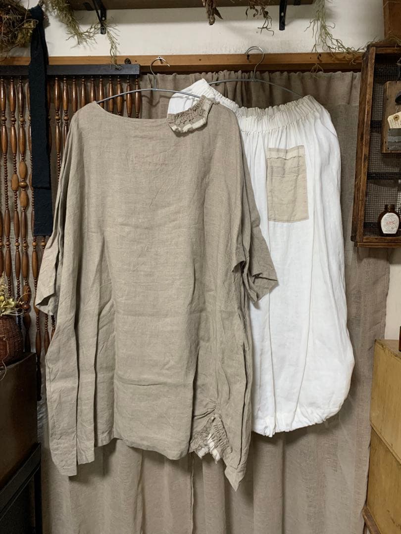 E.作家さん ハンドメイド リネン 2点セット キッチンクロス サンティエ