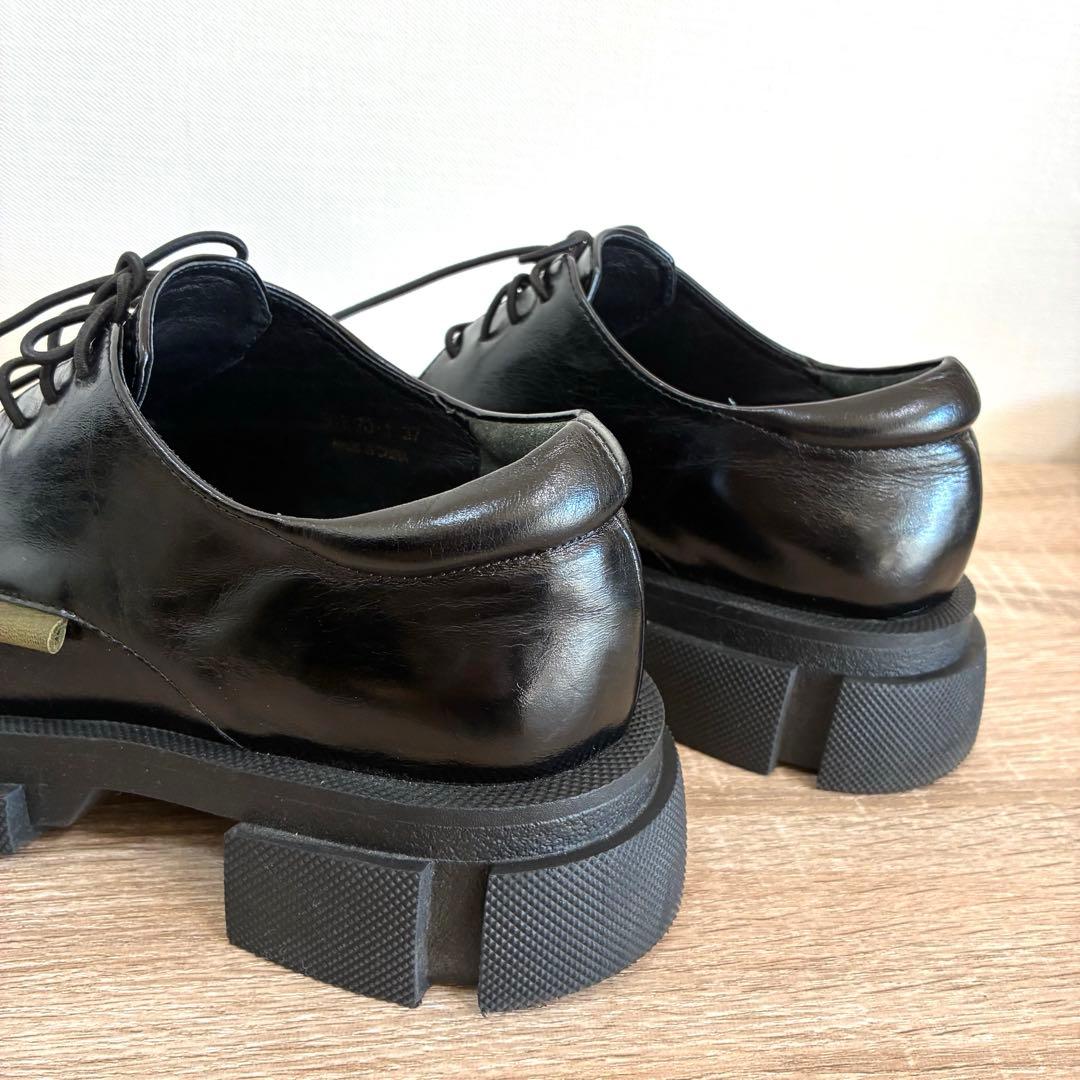 MANA マナ 23.5cm レースアップ ローファー 厚底 ブラック