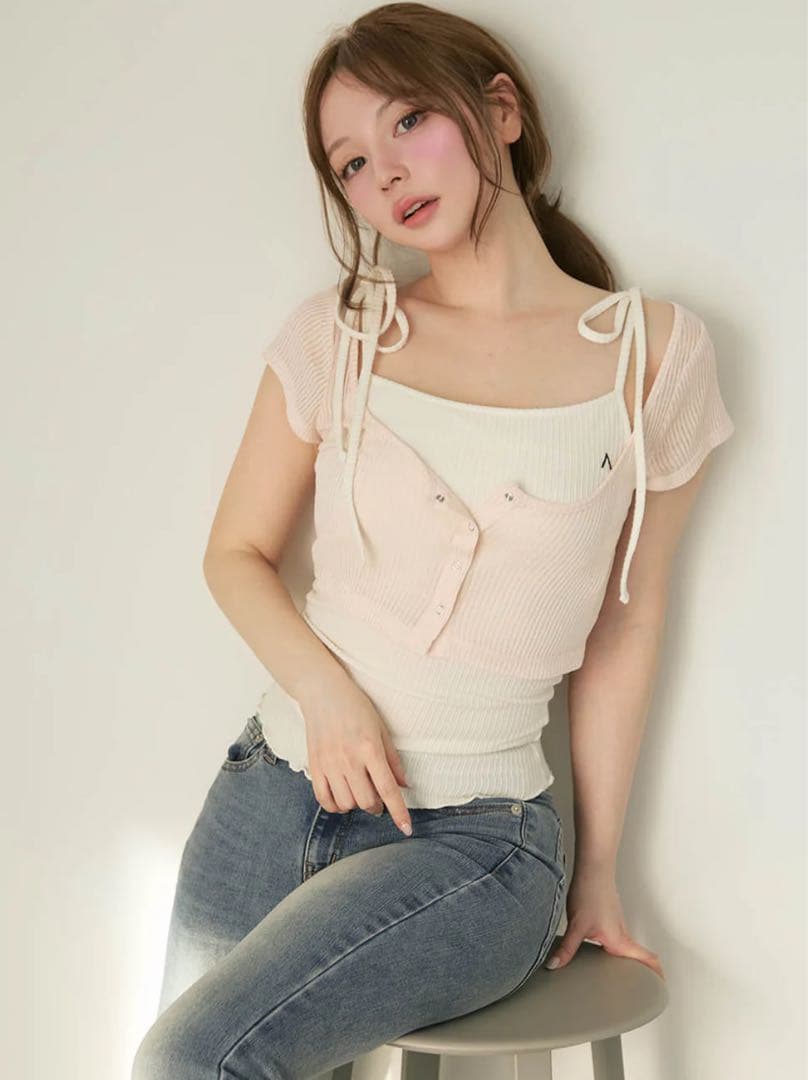 トップス Andmary Mary tops set ANDMARY】Mary sheer logo tops