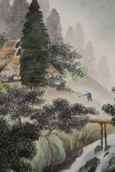 不詳/作者不詳/清渓夜漁図/布袋屋掛軸B-432