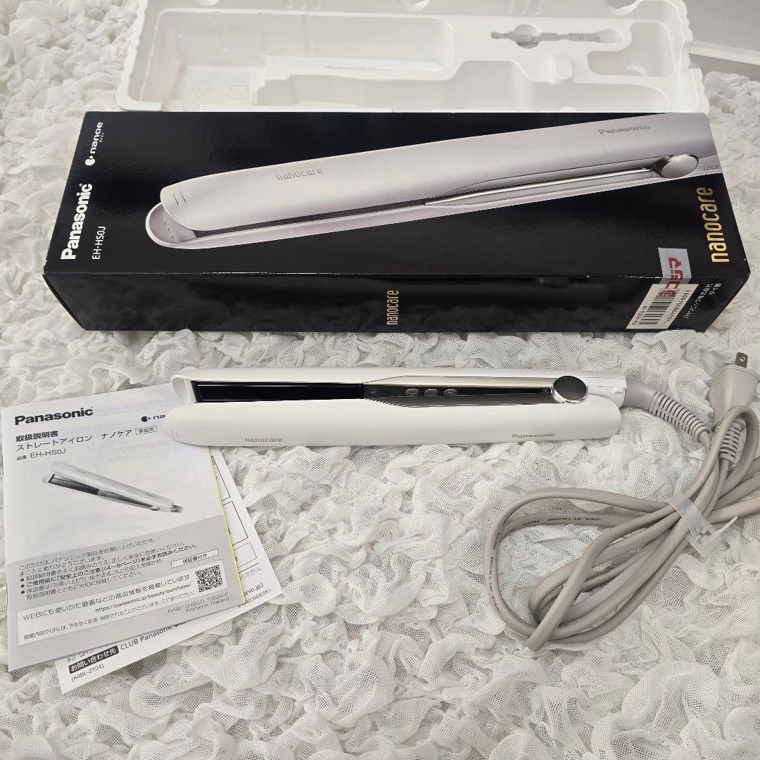 Panasonic ストレートアイロン ナノケア EH-HS0J　ホワイト レンタル] パナソニック ストレートアイロン ナノケア EH-HS0J