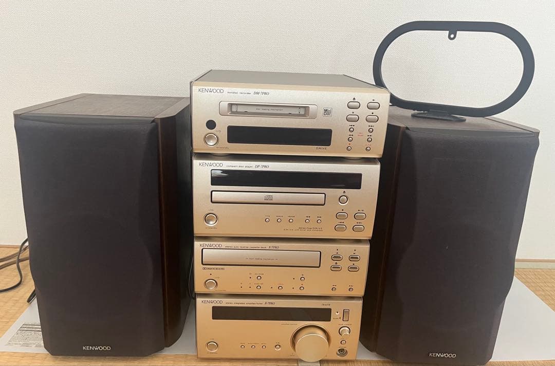 KENWOOD CD・MD・カセットデッキ ゴールド KENWOOD CD・MD・カセットデッキ.動作良好.AM.FMアンテナ - メルカリ