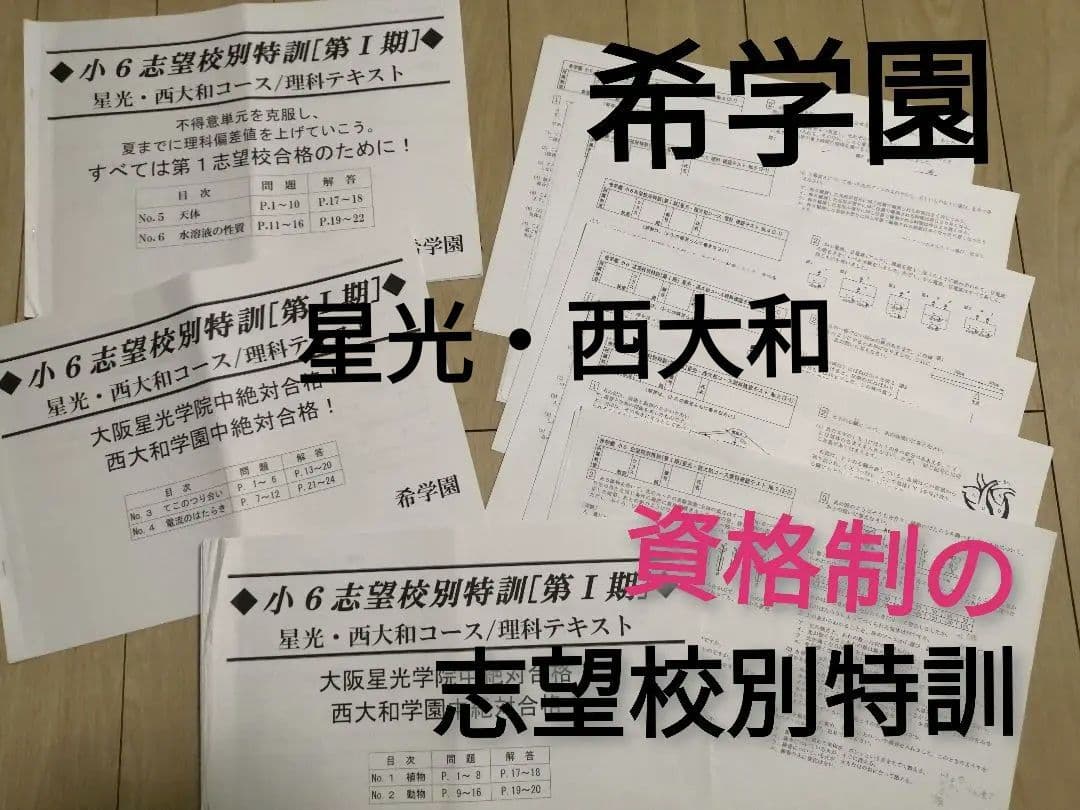 希学園 灘 志望校別特訓理科1～4期テキスト&復テ付希