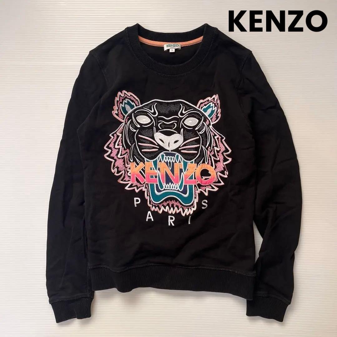 k*様 KENZO ケンゾー スウェット トレーナー トップス S ブラック 刺 KENZO (ケンゾー) タイガー刺繍 クルーネック スウェット トレーナー