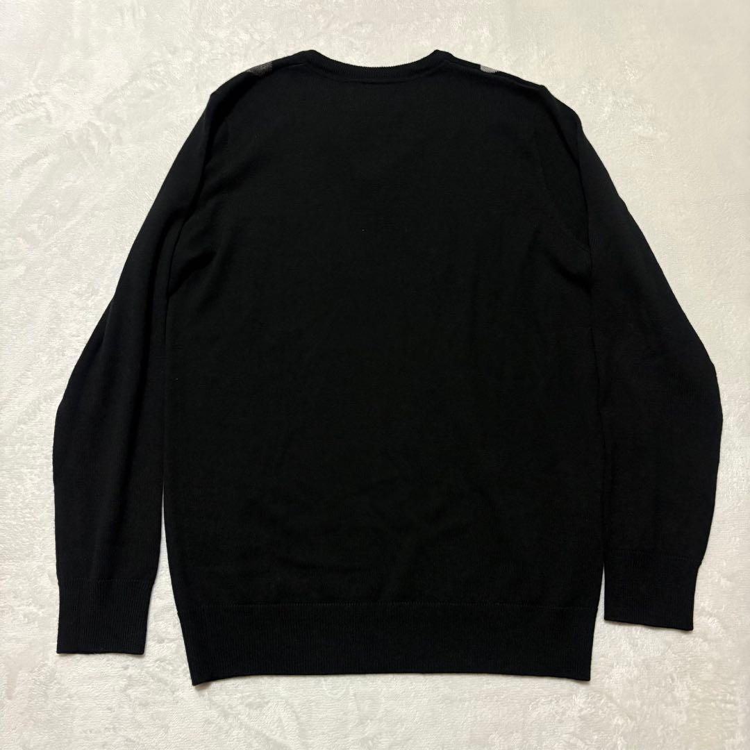 未着用 フレッドペリー メリノウール ニット アーガイル 黒色 月桂樹