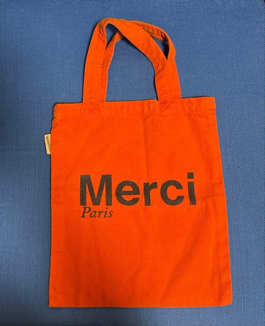 Merci オレンジ トートバッグ - メルカリ