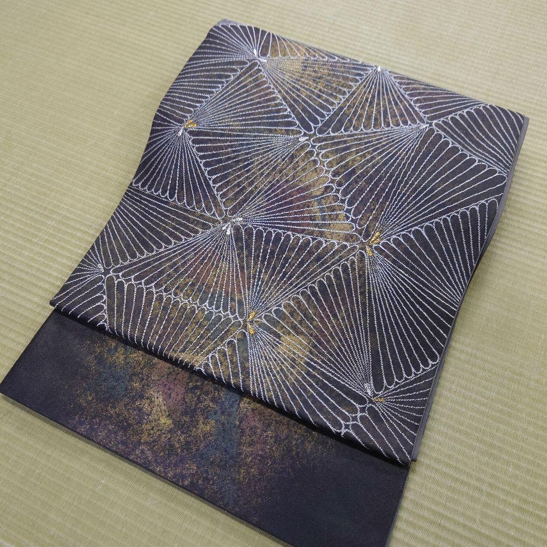 別誂両面袋帯正絹六通柄創作品 中古】 袋帯 フォーマル 正絹 六通柄 金 平安絵巻 時代柄 長さ429cm 幅