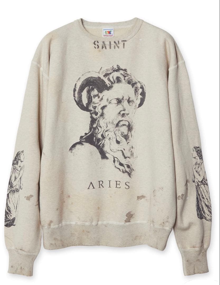 SAINT MICHEL アリーズ クルーネック スウェット　トレーナー　L セントマイケル 23AW ×ARIES CREW NECK SWEAT SM-A23-0000-C01